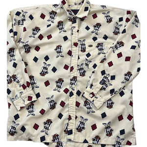 Phat Farm Yellow with Bulls Button Front Long‎ Sleeve Mens Shirt 2XL